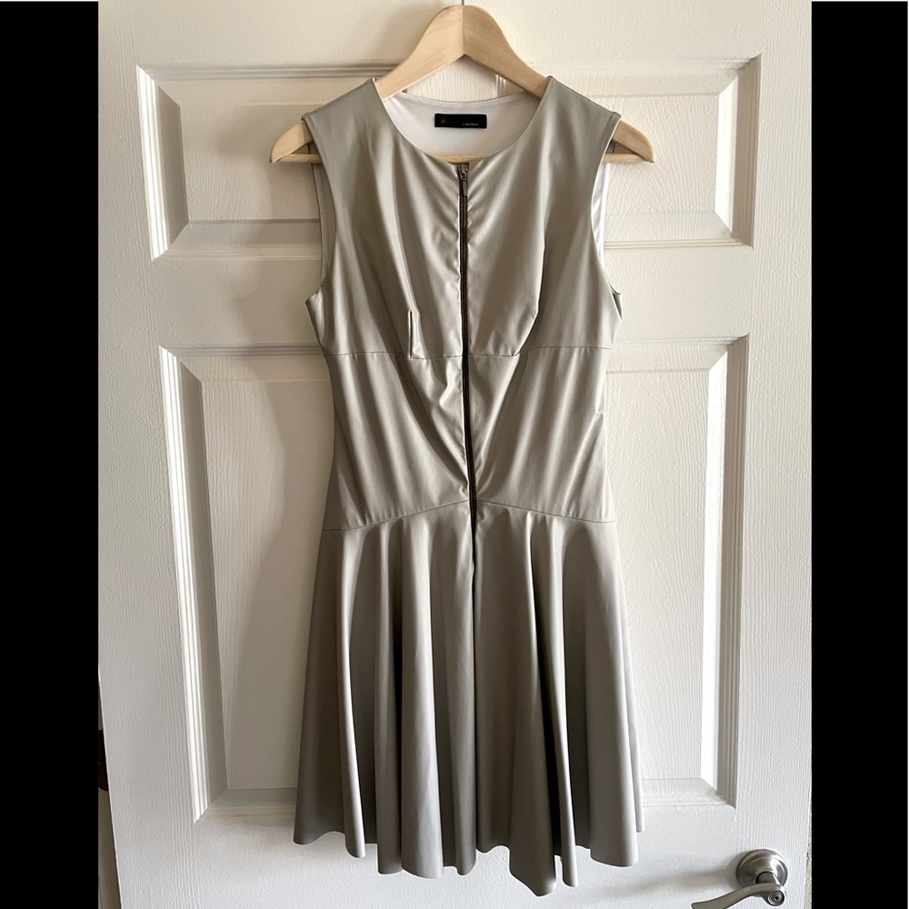 Faux leather fit-and-flare dress